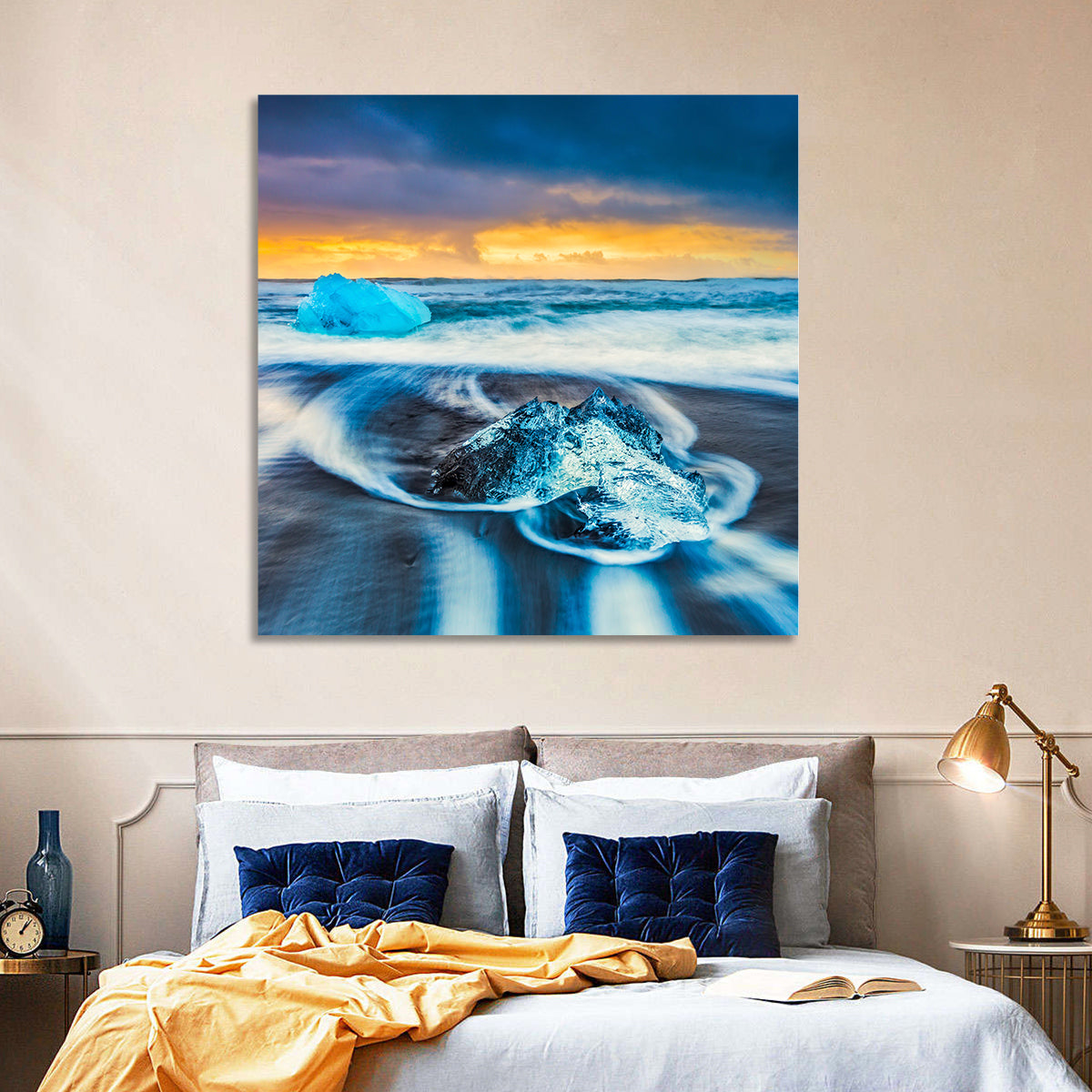 Diamond Beach Ice at Dusk Wall Art