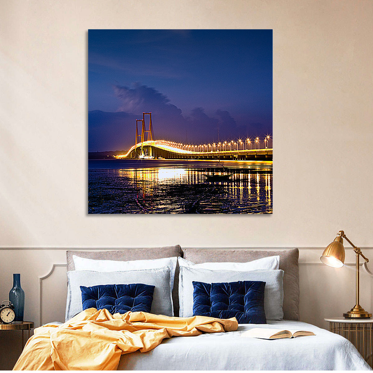 Suramadu Bridge at Dusk Wall Art