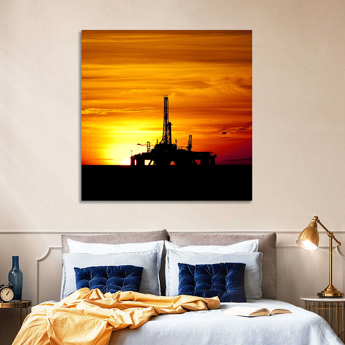 Offshore Oil Rig at Sunset Wall Art