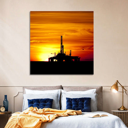 Offshore Oil Rig at Sunset Wall Art