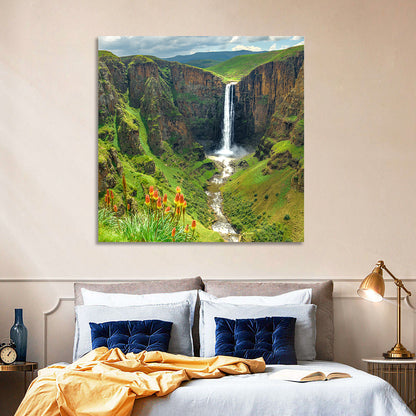 Maletsunyane Falls with Torch Lilies Wall Art