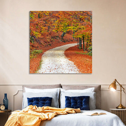 Misty Gravel Path Through Autumn Trees Wall Art