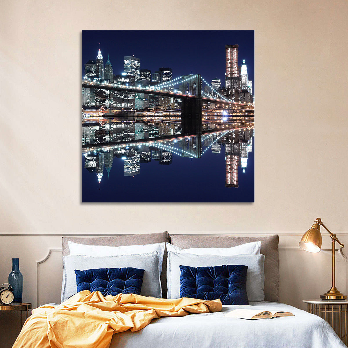 Brooklyn Bridge Symphony at Night Wall Art