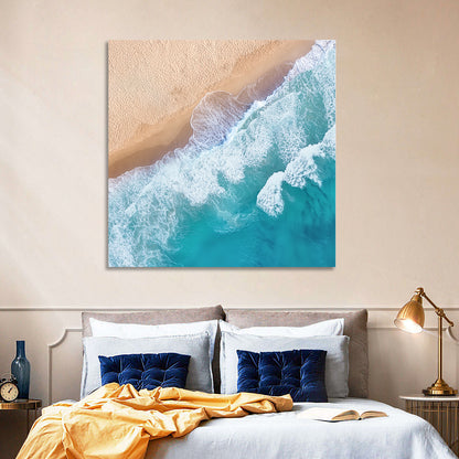 Aerial Turquoise Beach Waves Wall Art