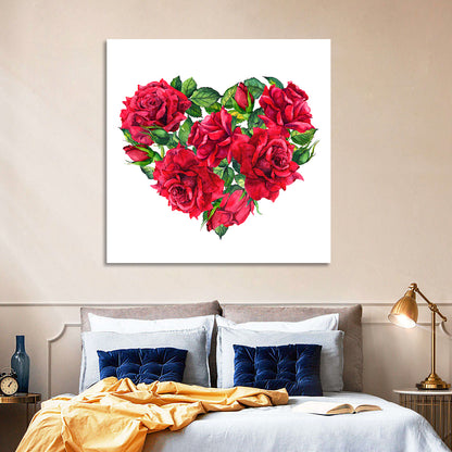Watercolor Rose Heart Wall Art