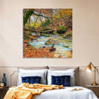 Mossy Footbridge in Autumn Forest Wall Art