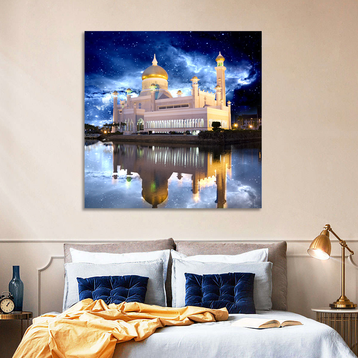 Omar Ali Saifuddien Mosque at Night Wall Art