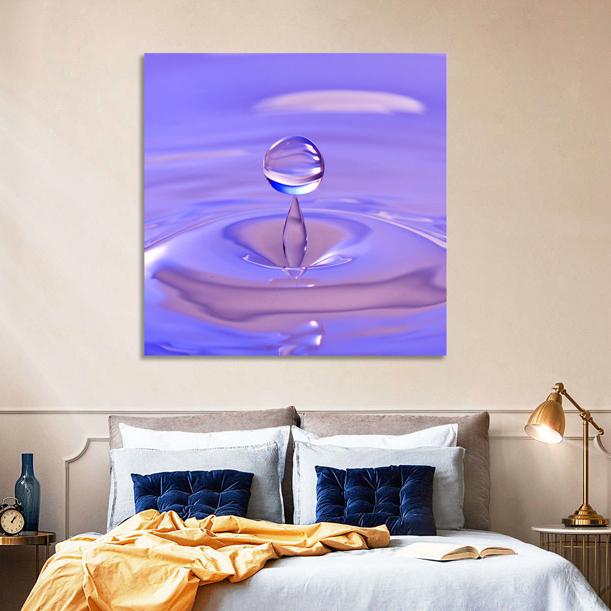 Purple Water Droplet Splash Wall Art