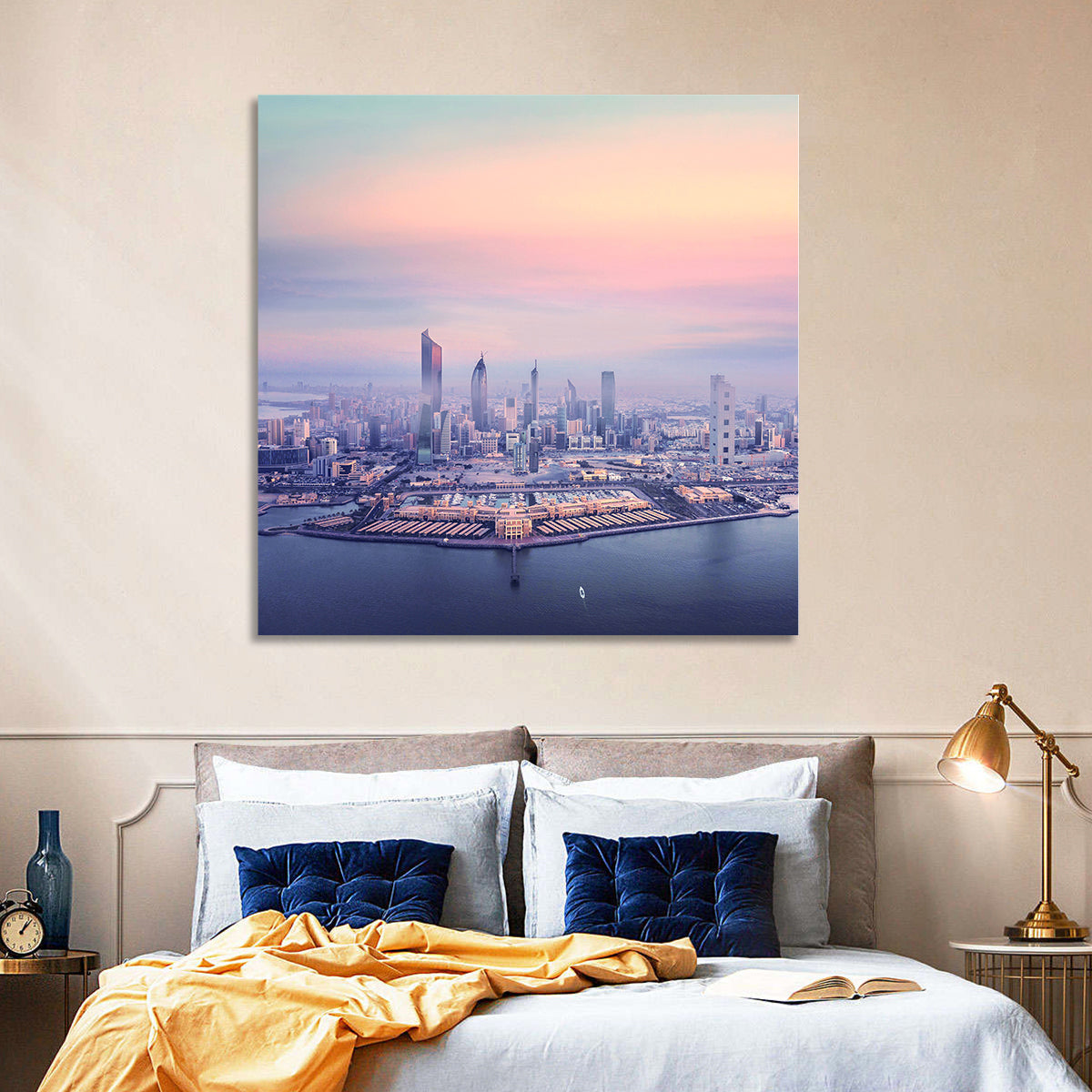 Kuwait City Twilight Skyline Wall Art