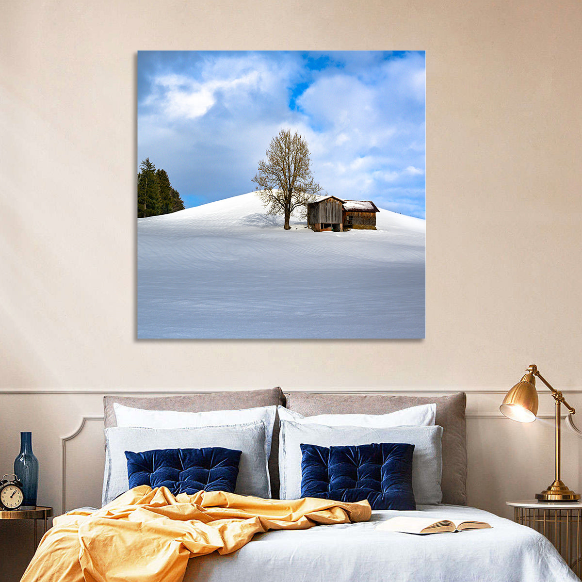 Rustic Barn on a Snowy Hill Wall Art