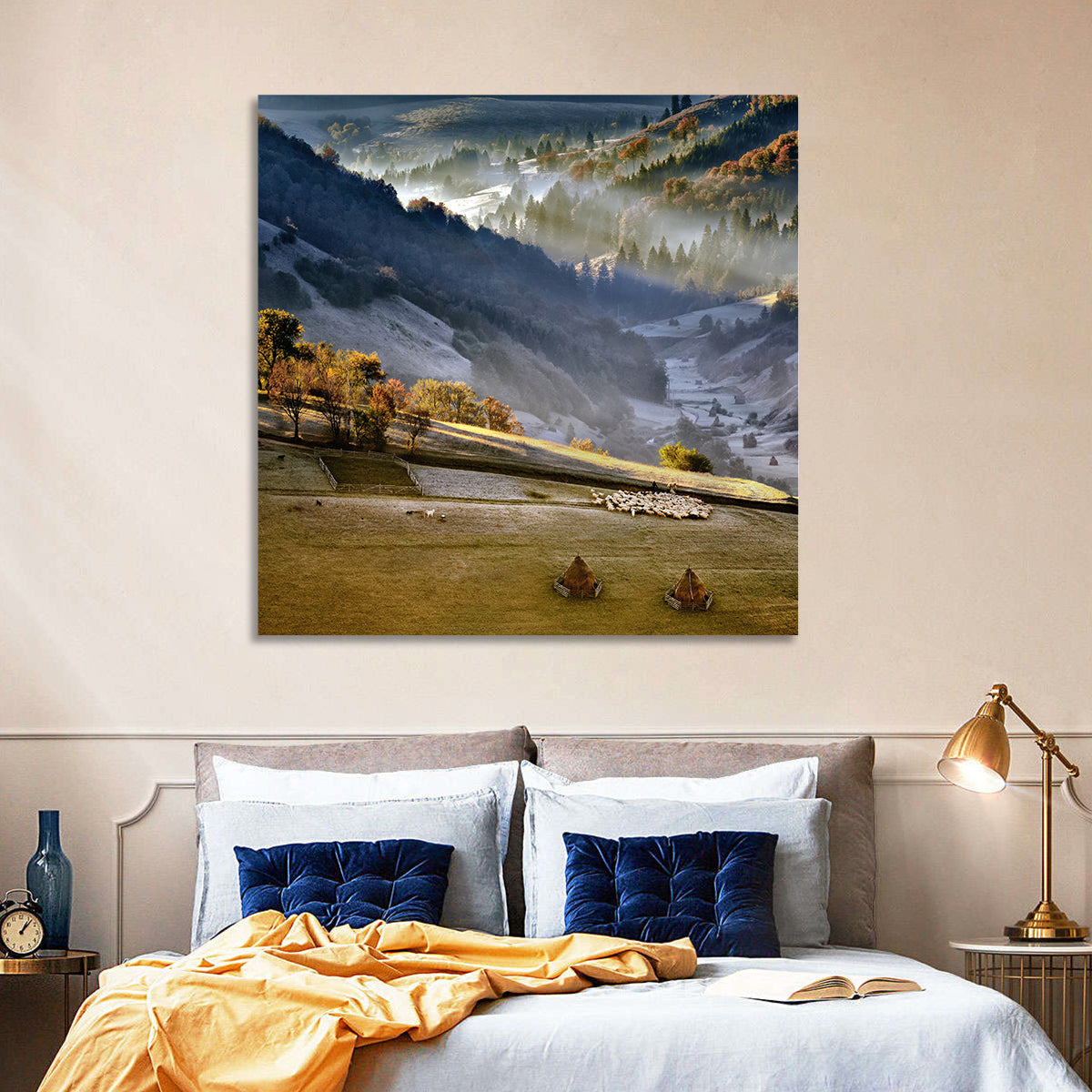 Mountain Village in Morning Mist Wall Art