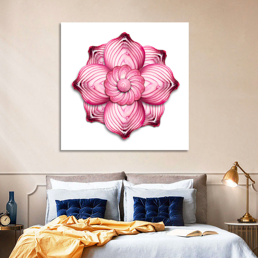 Red Onion Mandala Floral Pattern Wall Art