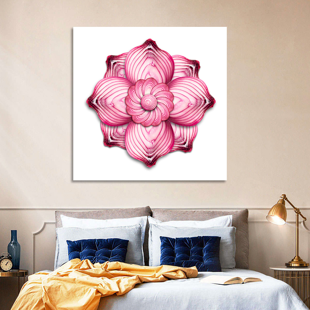 Red Onion Mandala Floral Pattern Wall Art