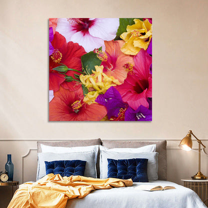 Tropical Bougainvillea and Hibiscus Bloom Wall Art