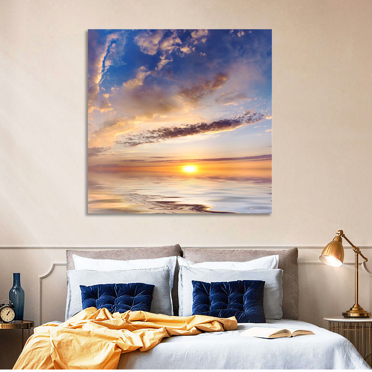 Sunlit Clouds Over Calm Sea Wall Art