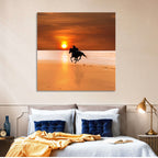 Horse and Rider at Sunset Wall Art