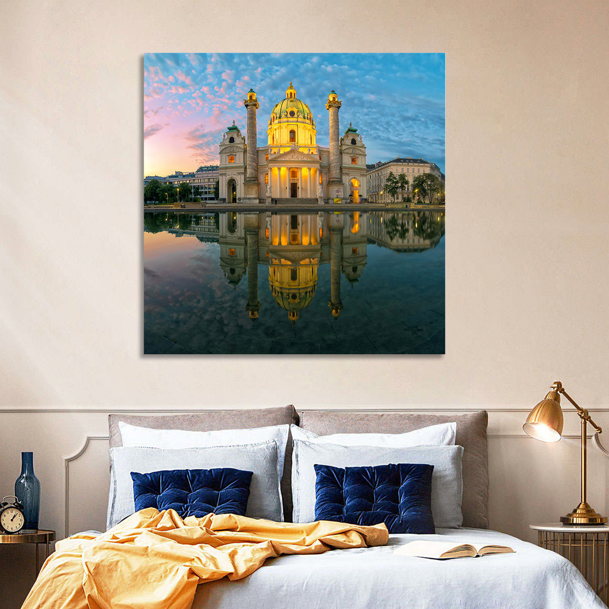 Karlskirche Golden Hour Reflection Wall Art