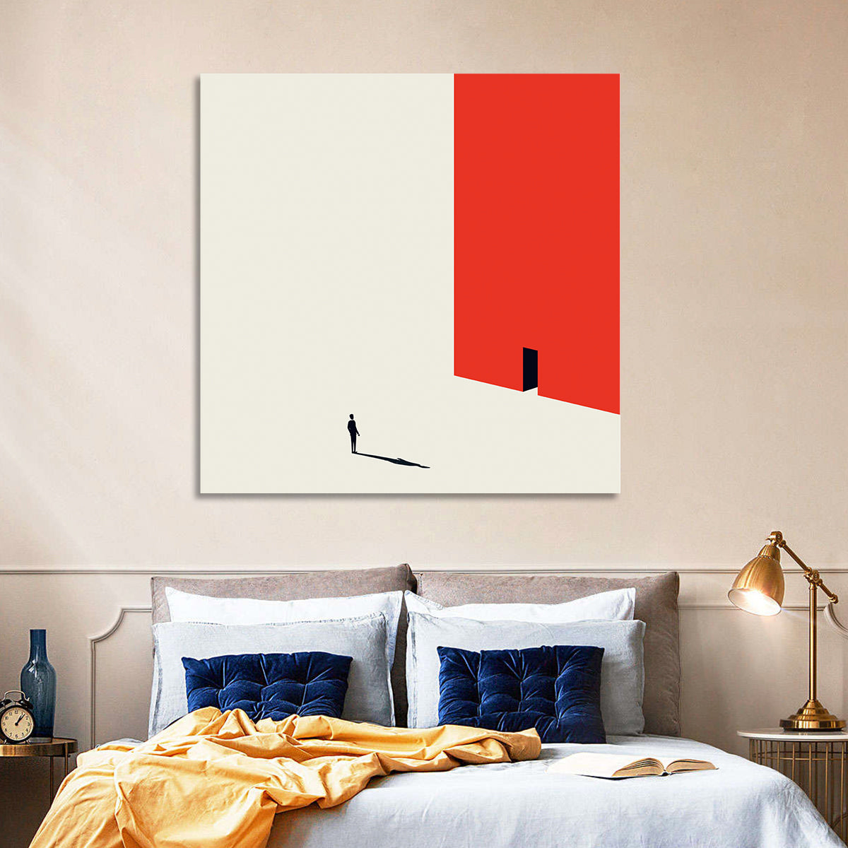 Solitary Figure with Red Door Wall Art