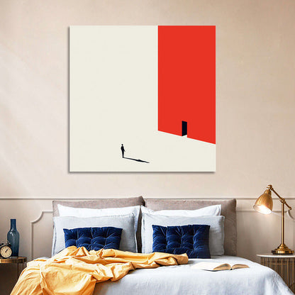 Solitary Figure with Red Door Wall Art