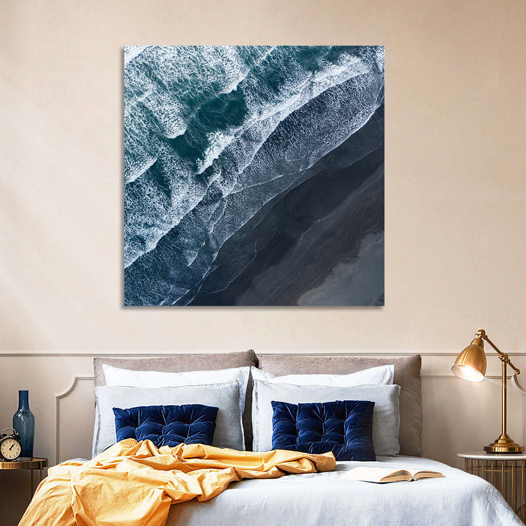 Volcanic Surf on Black Sand Wall Art