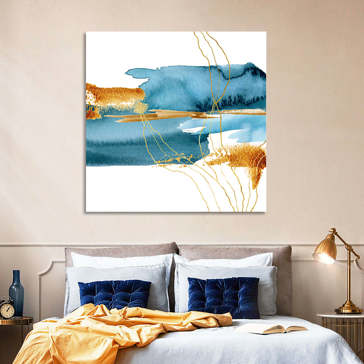 Underwater Plant Abstract Wall Art in a room, square