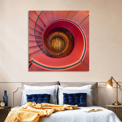 Red Spiral Staircase Wall Art
