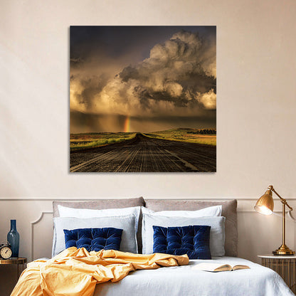 Rain-soaked Road to Rainbow Wall Art