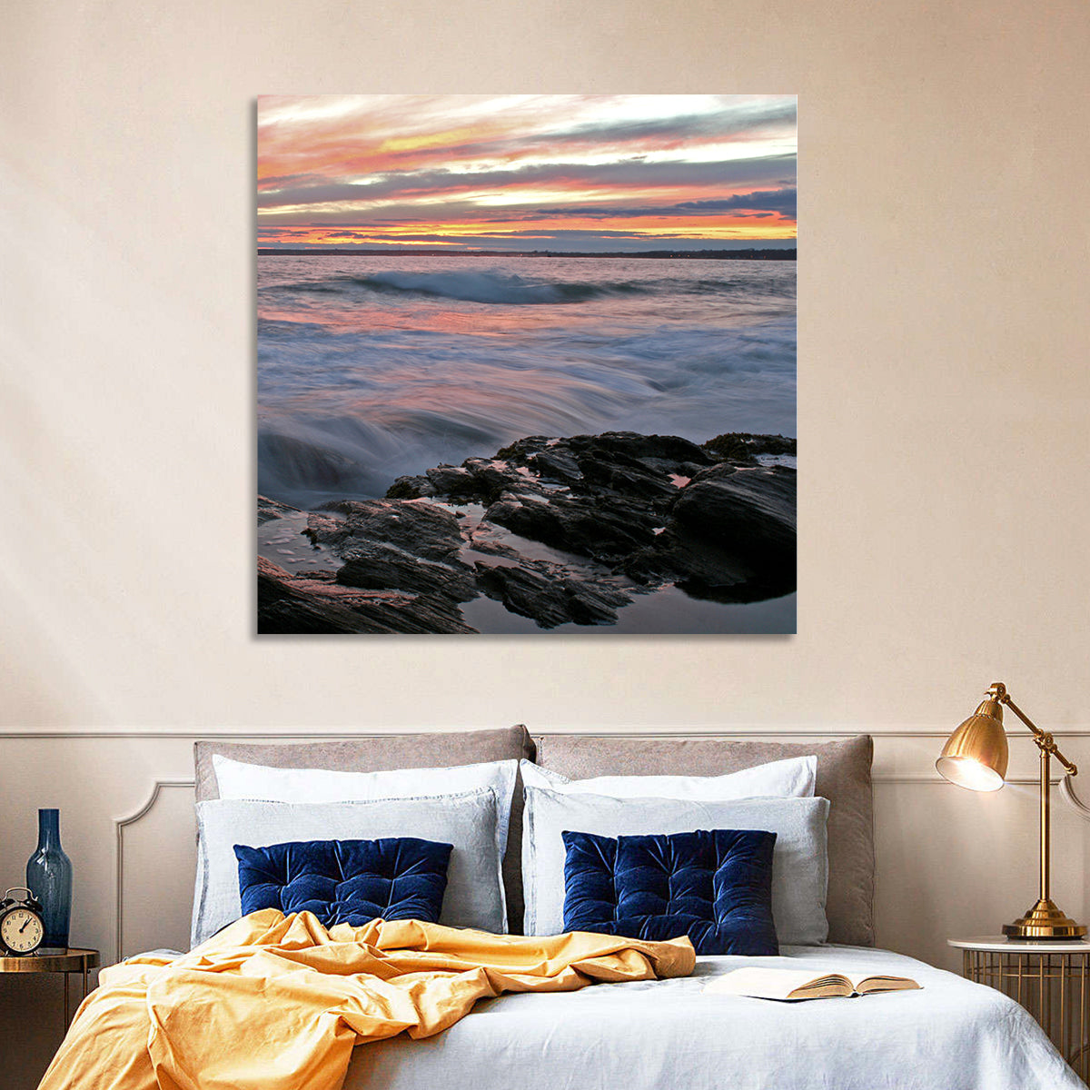 Rocky Coast Sunset Wall Art