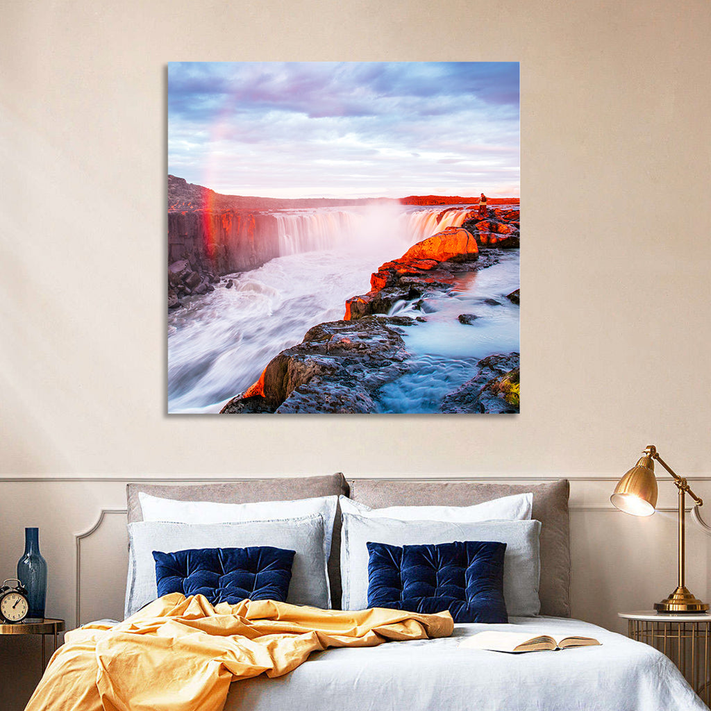 Golden Hour Selfoss Falls Rainbow Wall Art