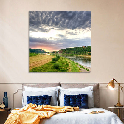 Elbe River at Golden Hour Wall Art