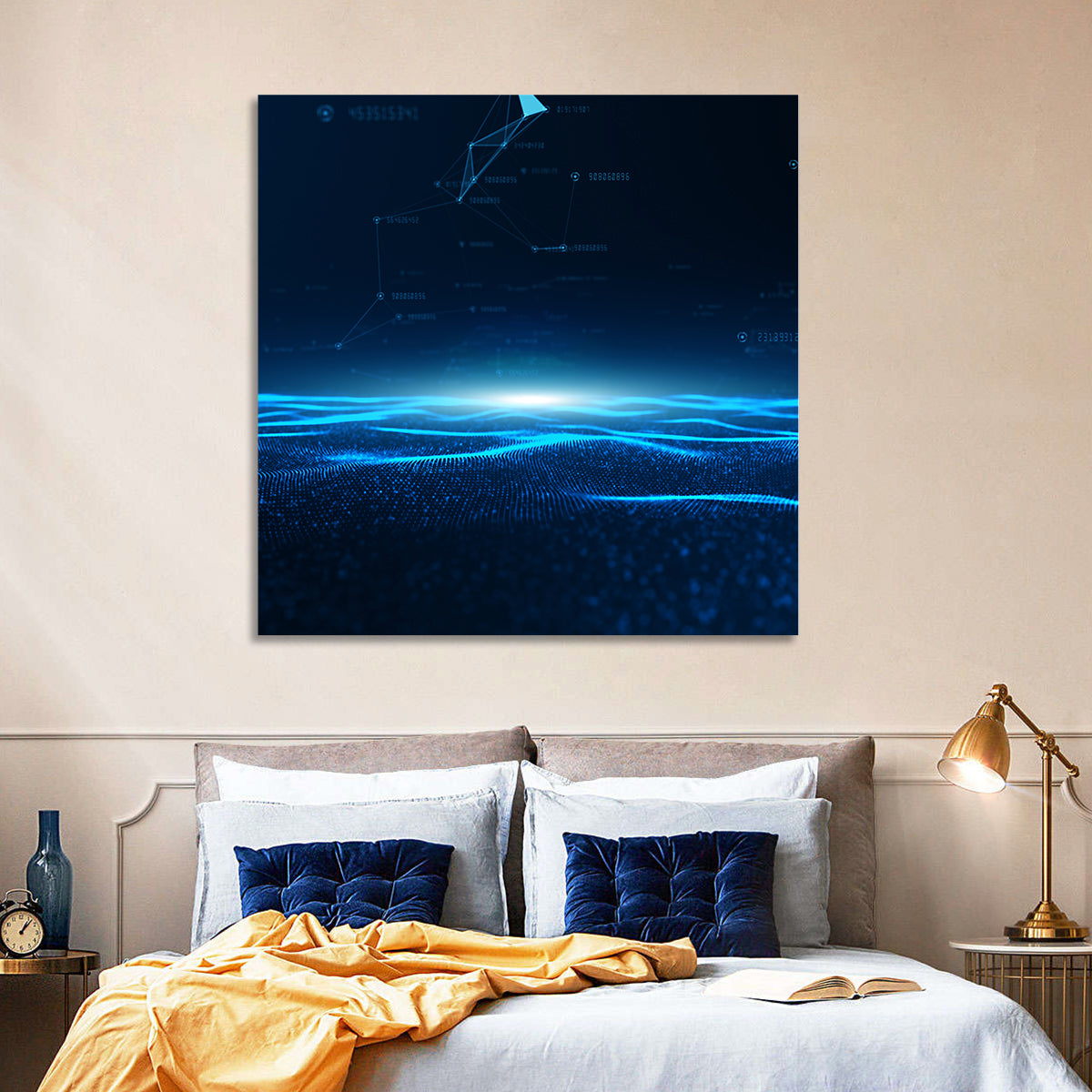 Digital Data Waves Wall Art