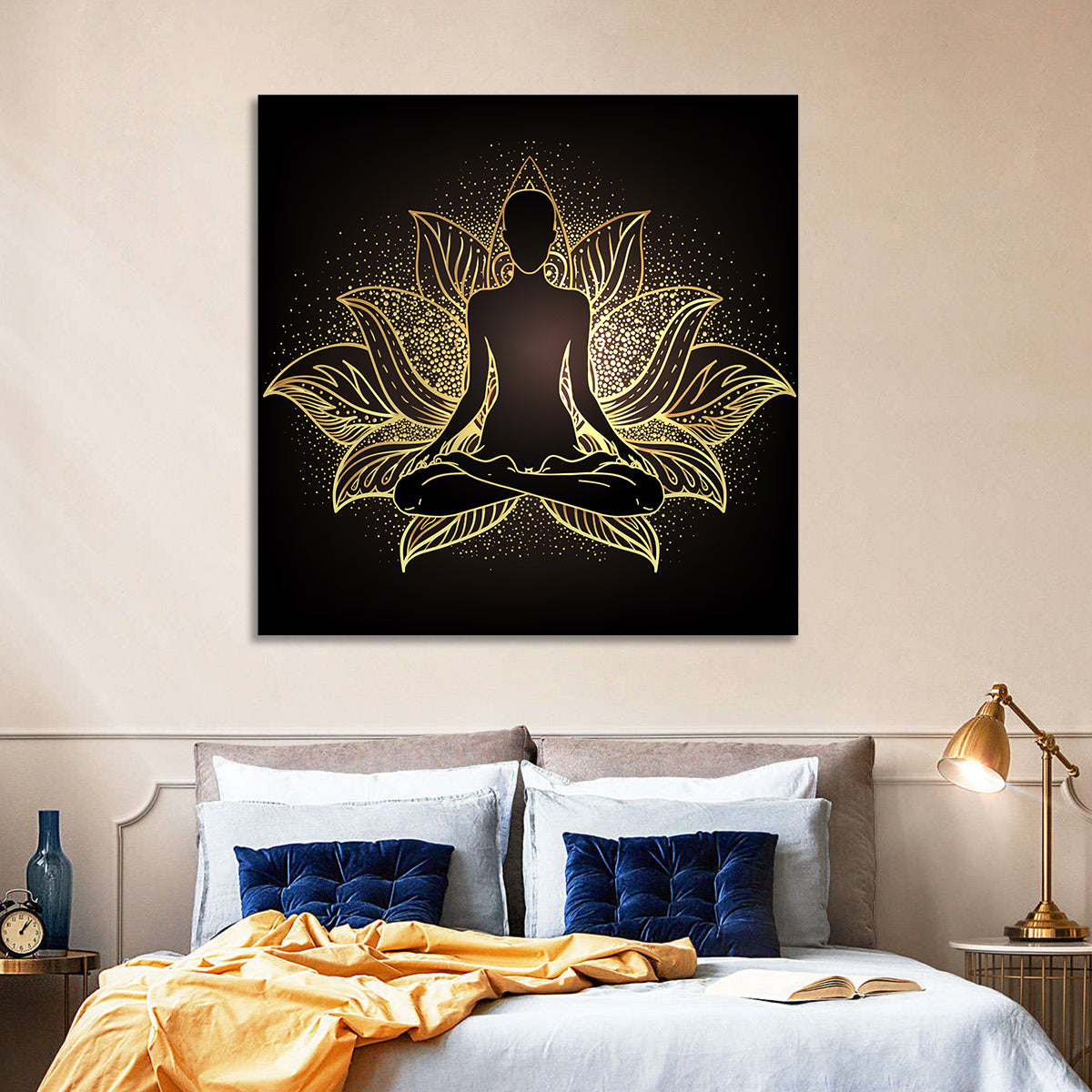 Golden Chakra Silhouette Wall Art