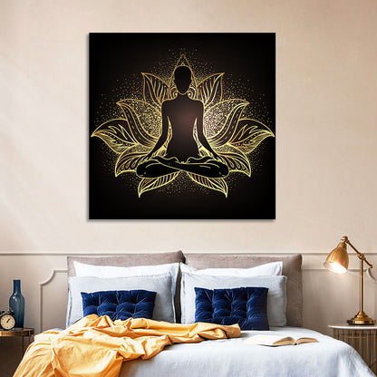 Golden Chakra Silhouette Wall Art