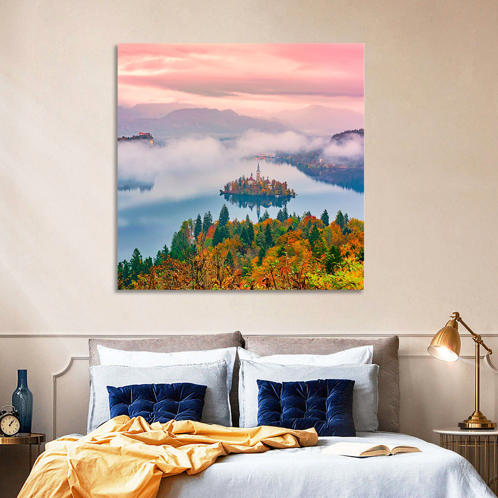 Misty Morning Over Lake Bled Wall Art