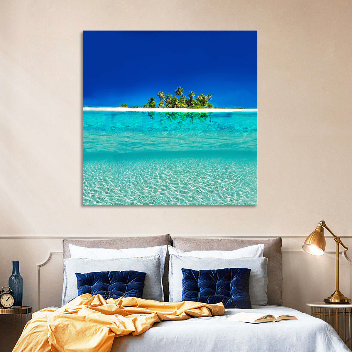 Tranquil Split-level Tropical Island Seascape Wall Art