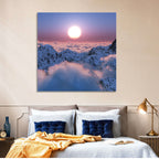 Sunset Above Snowy Mountains Wall Art