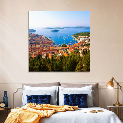 Hvar Harbor Aerial View Wall Art