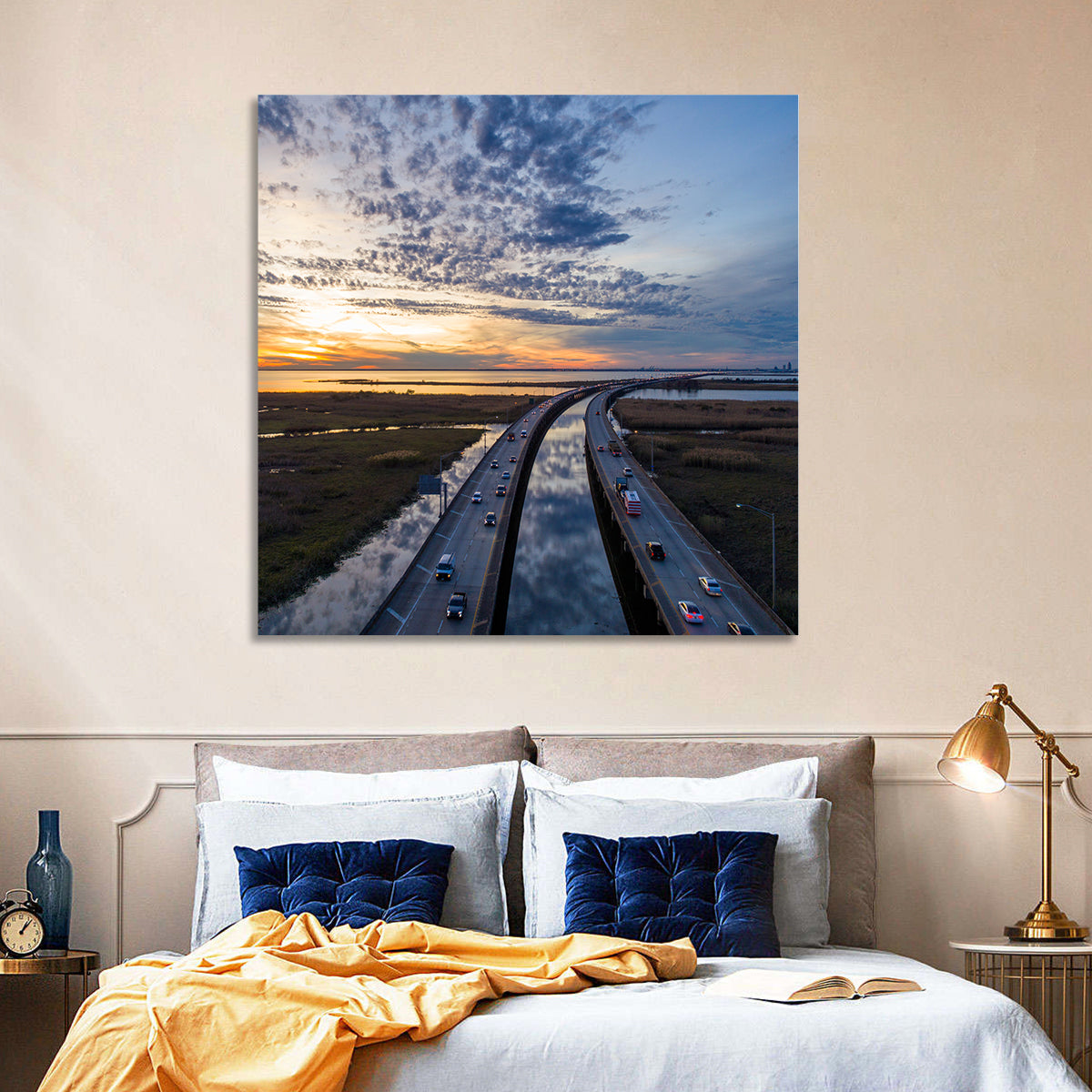 Mobile Bay Bridge at Sunset Wall Art