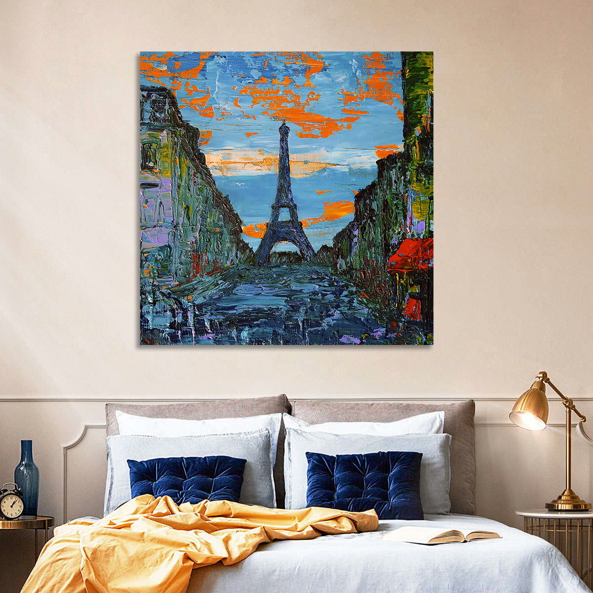 Paris Dusk Street, Eiffel Tower Wall Art