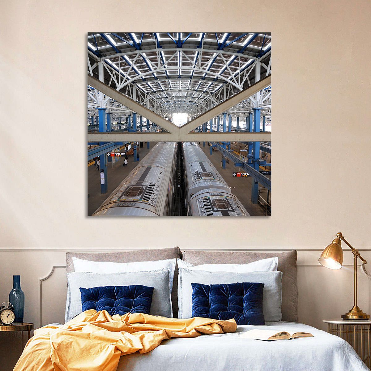 Stillwell Avenue Station Platform Perspective Wall Art in a room, square
