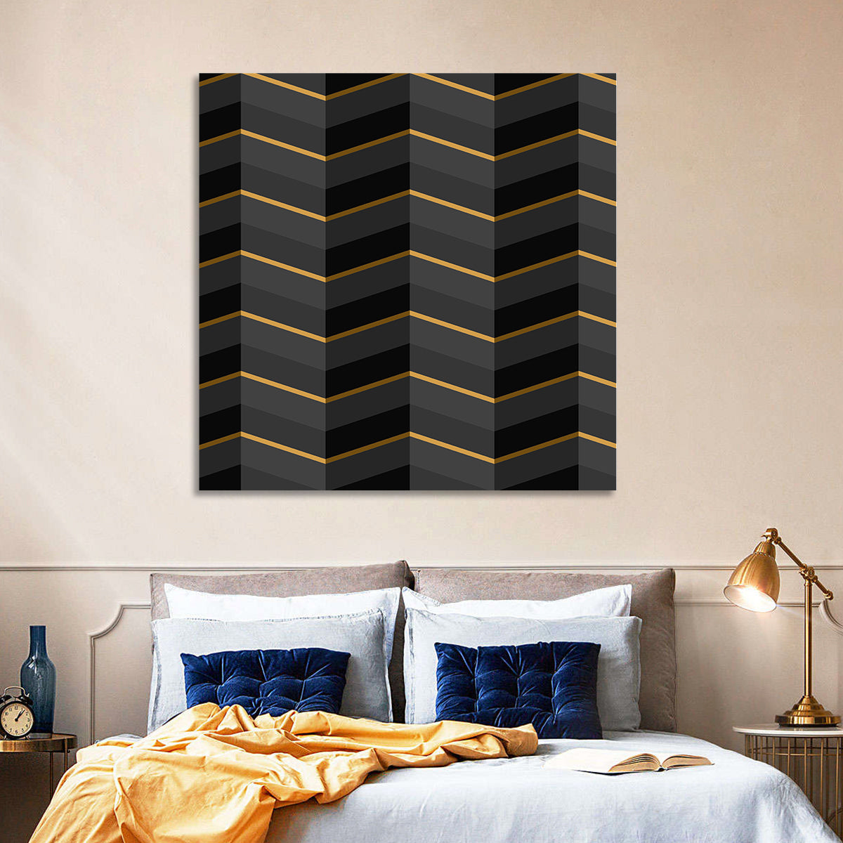Black Stripes with Gold Accents Wall Art