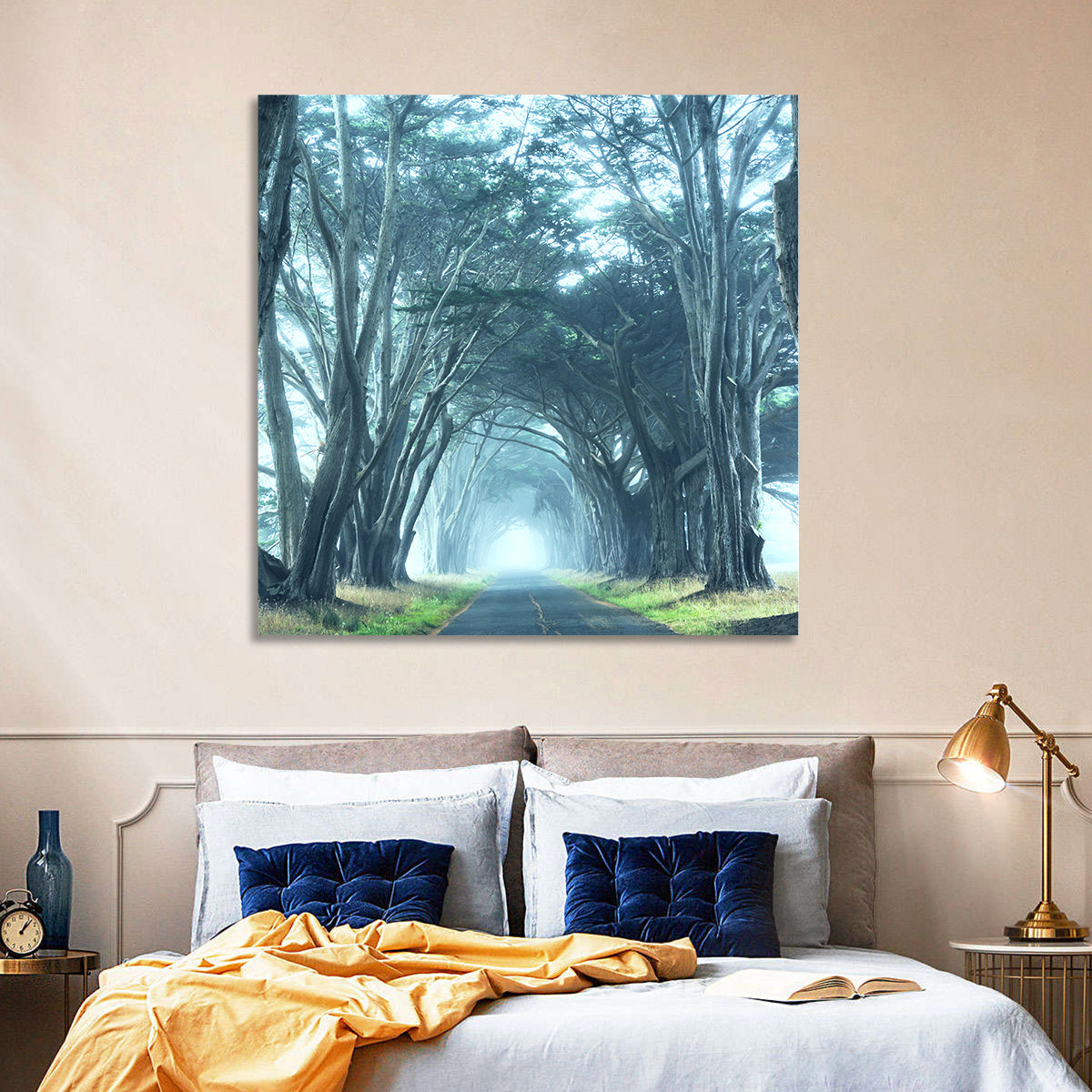 Foggy Cypress Tree Tunnel Wall Art
