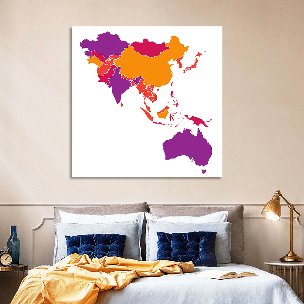 Stylized Asia Pacific Map Wall Art