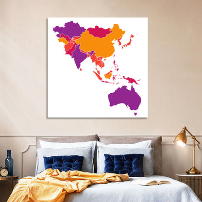 Asia Pacific Map Wall Art