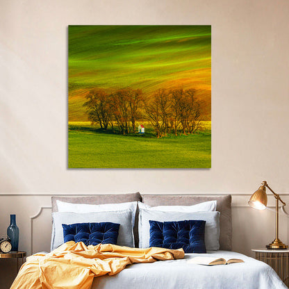 Moravian Wheat Fields with Chapel Wall Art