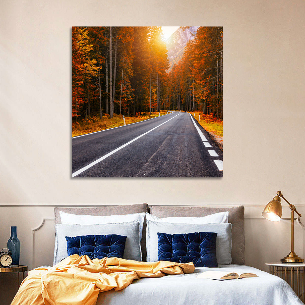 Golden Hour Forest Road Wall Art