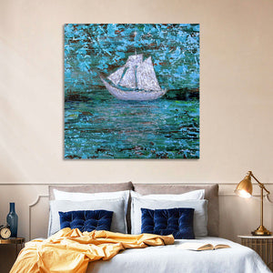 White Boat Wall Art