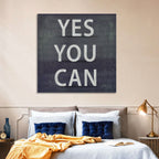 Yes You Can Chalkboard Typography Wall Art