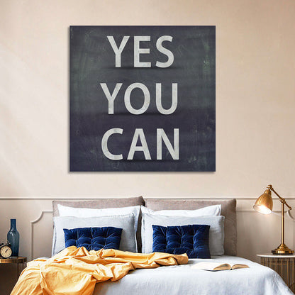 Yes You Can Chalkboard Typography Wall Art