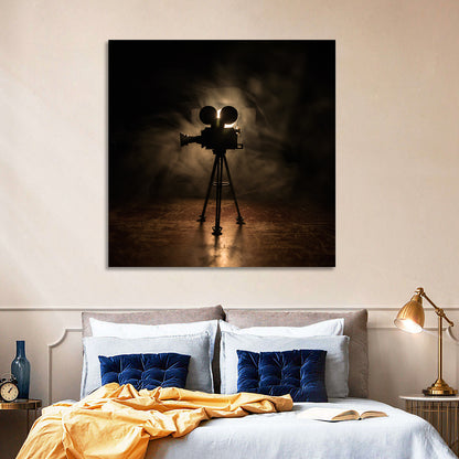 Backlit Vintage Movie Camera Wall Art